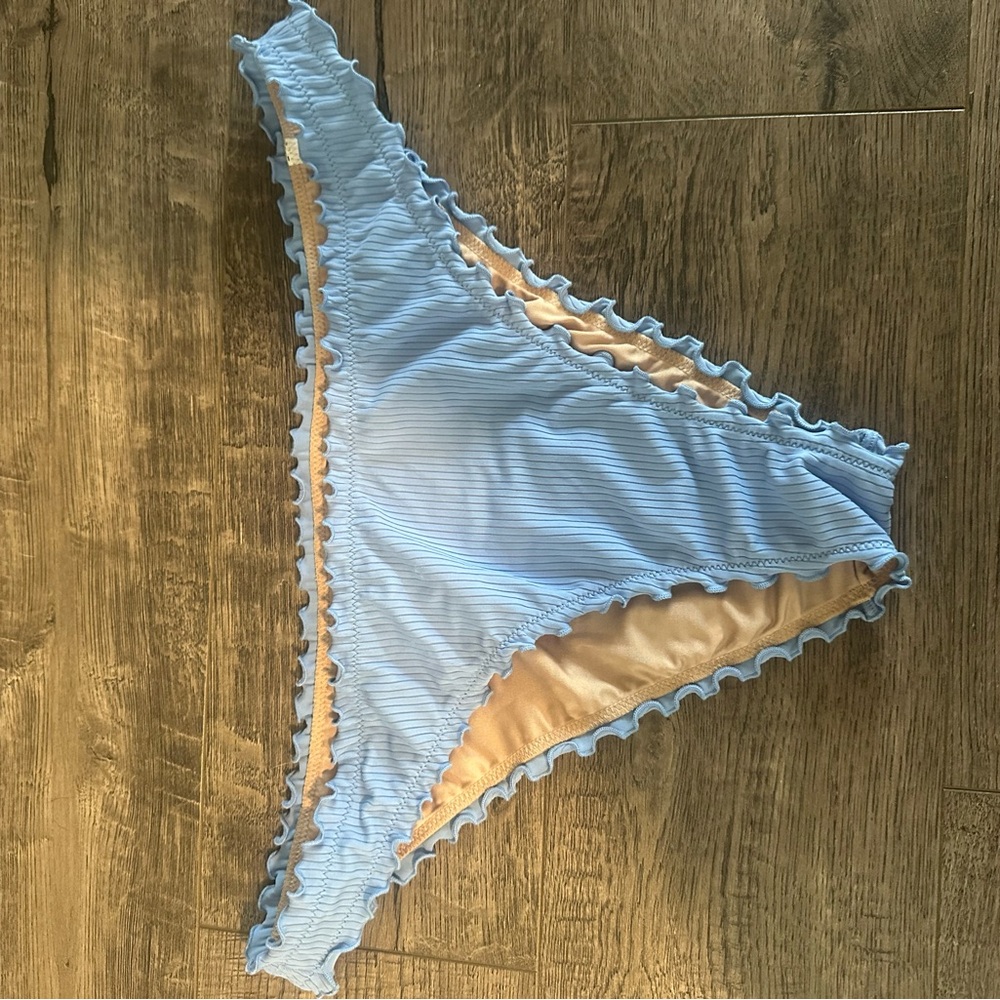 NWOT Shade & Shore Light Blue Ribbed High Leg Cheeky Bikini Bottom